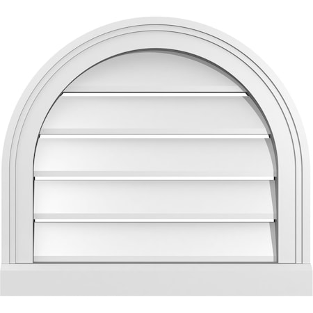 Ekena Millwork Round Top Surface Mount PVC Gable Vent: Functional, w/ 2"W x 2"P Brickmould Sill Frame, 20"W x 18"H GVPRT20X1803SF